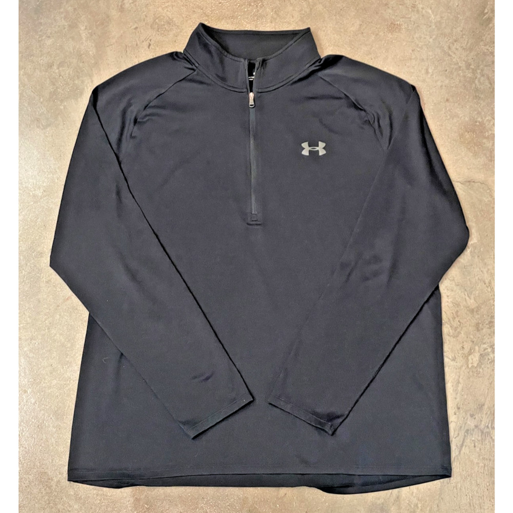 Under Armour HeatGear 1/4 Zip Jacket Mens XL Black Lightweight Breathable